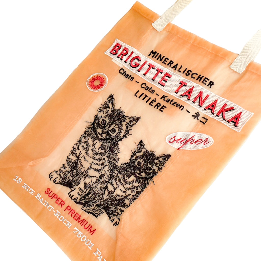 BRIGITTE TANAKA 刺繍入りオーガンジー 猫バッグ peach – ヌフポワン