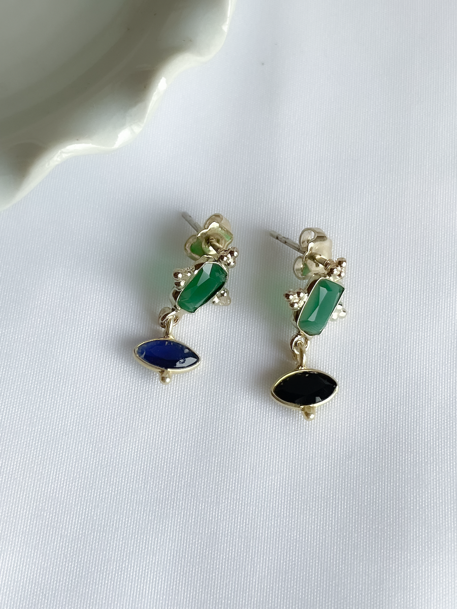 POP UP商品】Junco Paris 揺れる天然石ピアス green×blue
