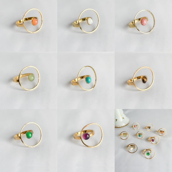 【POP UP追加商品】Junco Paris 天然石幾何学デザインリング 全8カラー