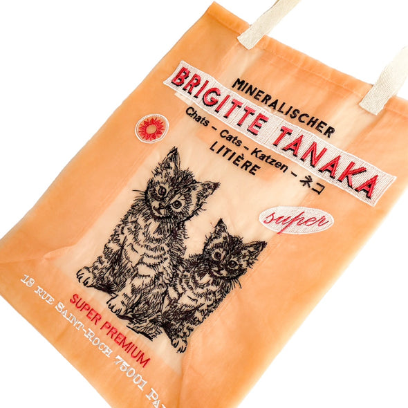 BRIGITTE TANAKA  刺繍入りオーガンジー  猫バッグ peach