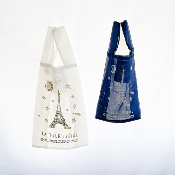 BRIGITTE TANAKA PARIS TOUR EIFFEL WHITE 刺繍入りオーガンジーバッグ