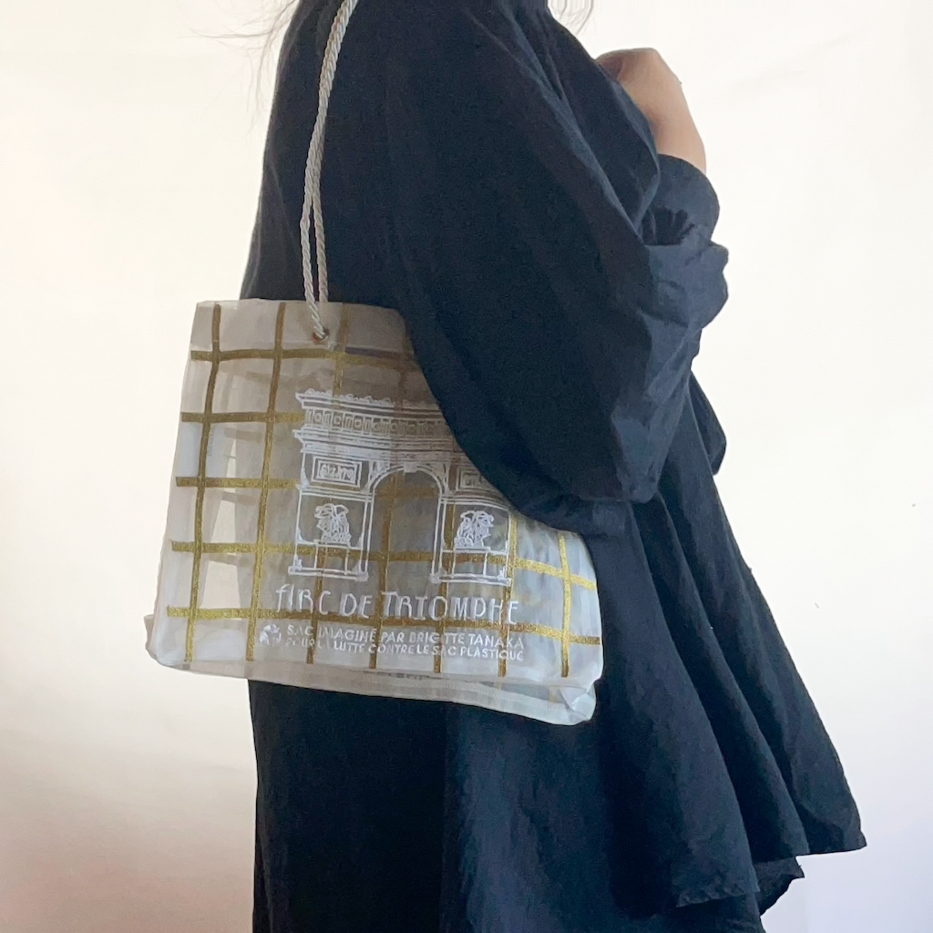 BRIGITTE TANAKA PARIS 凱旋門 GOLD 刺繍入りオーガンジーバッグ BRIGITTE TANAKA PARIS 凱旋門 GOLD 刺繍入りオーガンジーバッグ