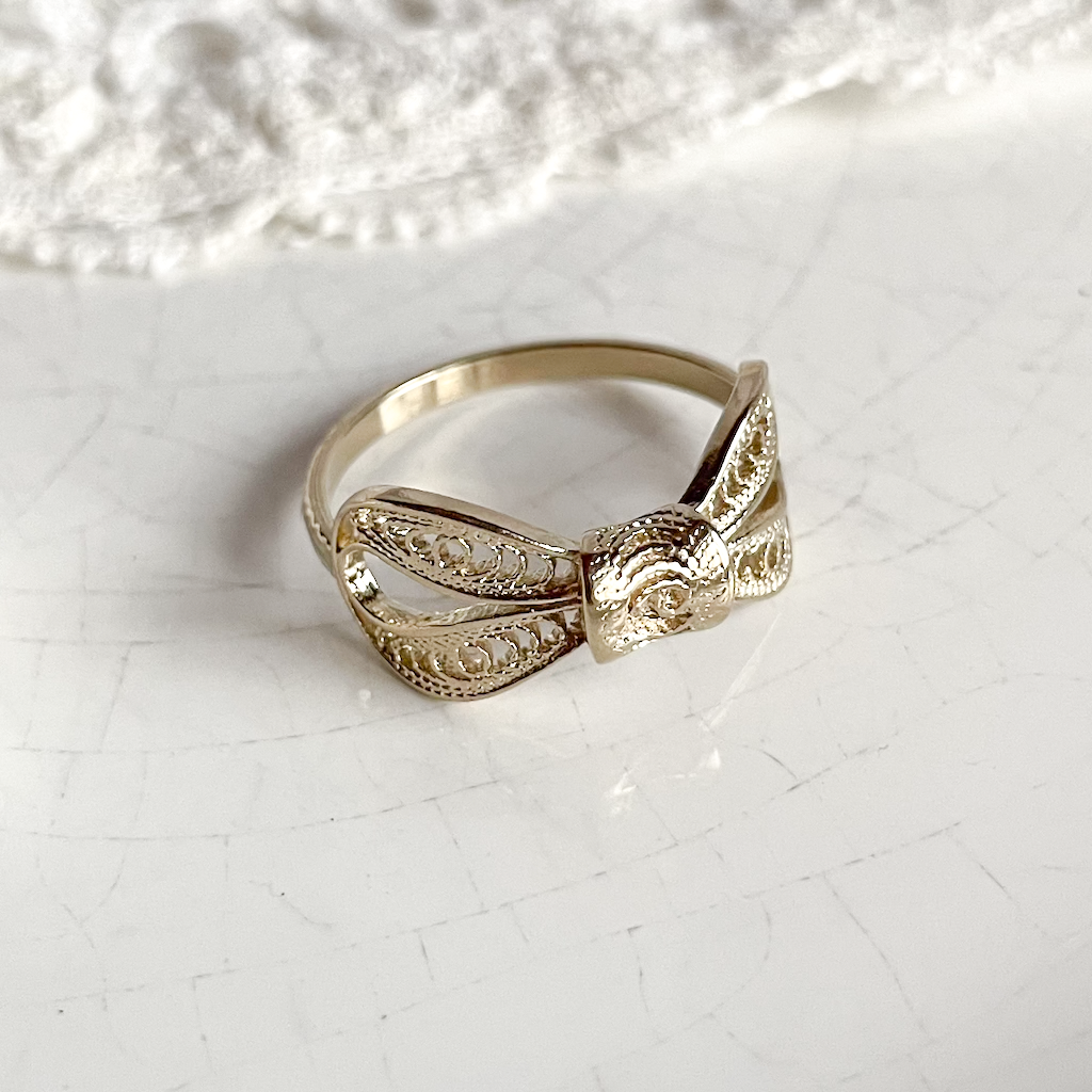買い誠実 Junco ヌフポワン – silver gold/ リボンモチーフリング Paris アクセサリー