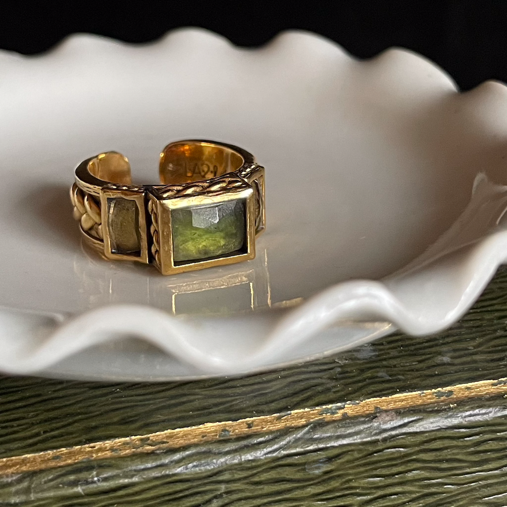 maruo vintage LA2Lエラデゼル リング フリーサイズ グリーン maruo vintage LA2Lエラデゼル リング フリーサイズ グリーン