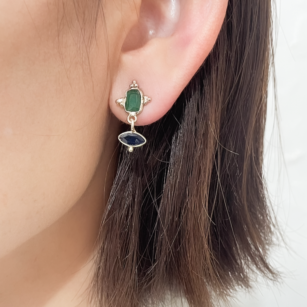 POP UP商品】Junco Paris 揺れる天然石ピアス green×blue POP UP商品】Junco Paris 揺れる天然石ピアス green×blue