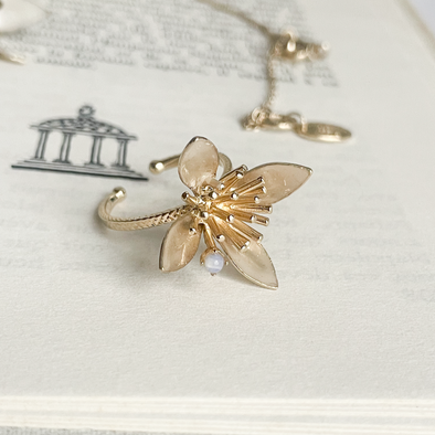 【POP UP商品】Junco Paris 花モチーフ オープンリング white×gold