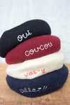 "Coucou" 刺繍入りベレー帽 by KAORI Embroidery ボルドー