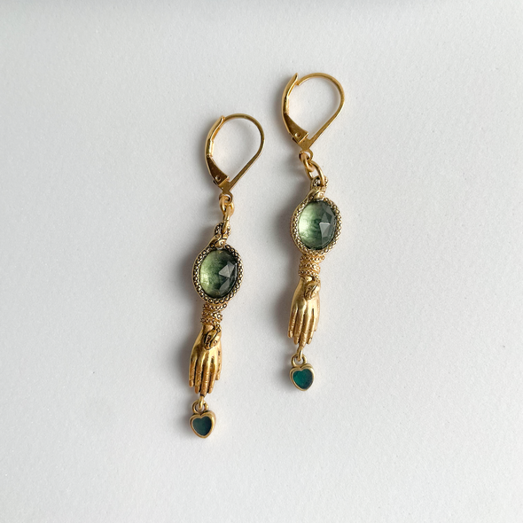 LA2L Sacha  蛇と手のトルマリンピアス green エラドゥゼル Paris ジュエリー