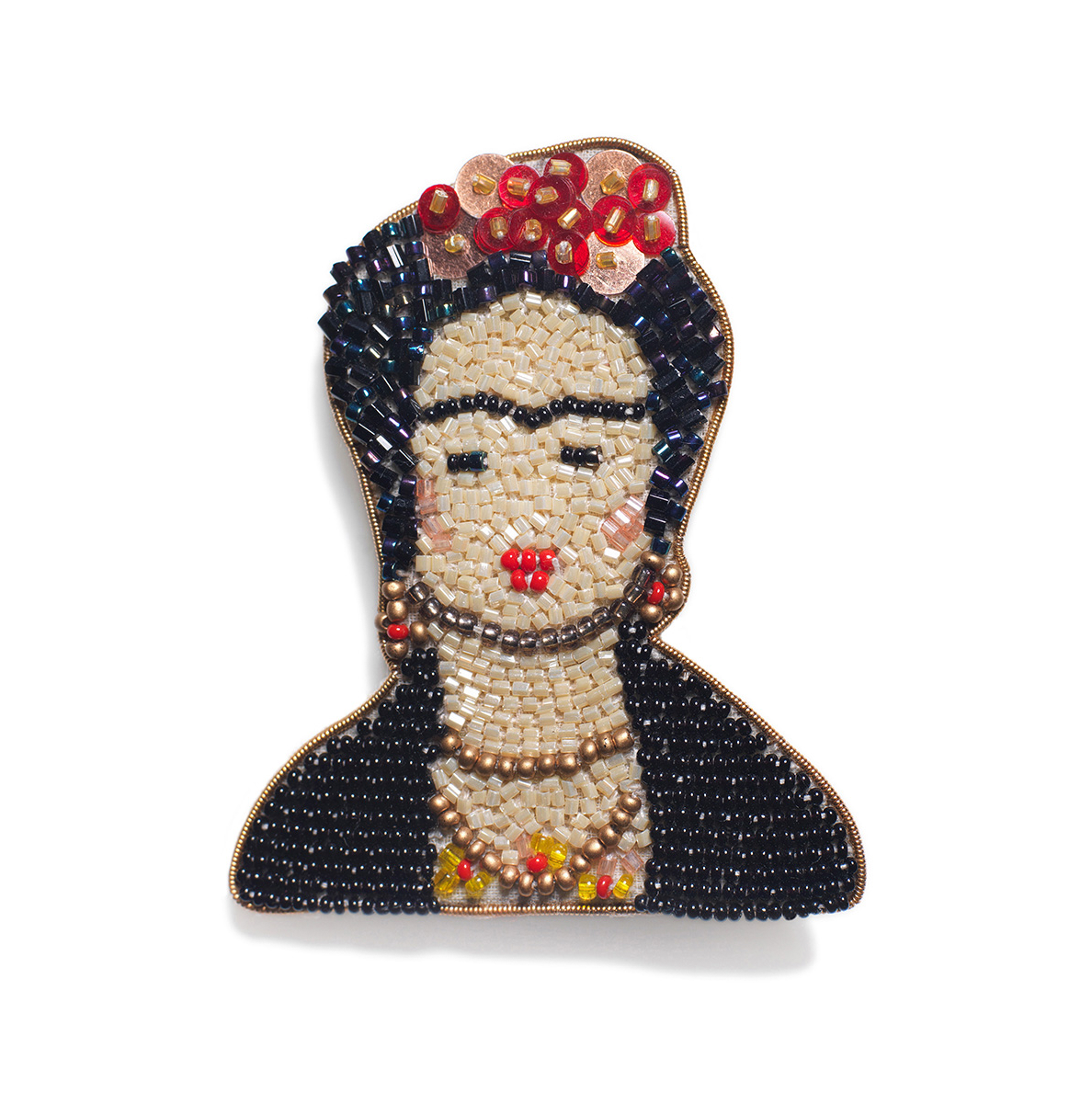 マリアンヌバトル ブローチ フリーダ・カーロ ビーズ 刺繍 マリアンヌバトル ブローチ フリーダ・カーロ ビーズ 刺繍